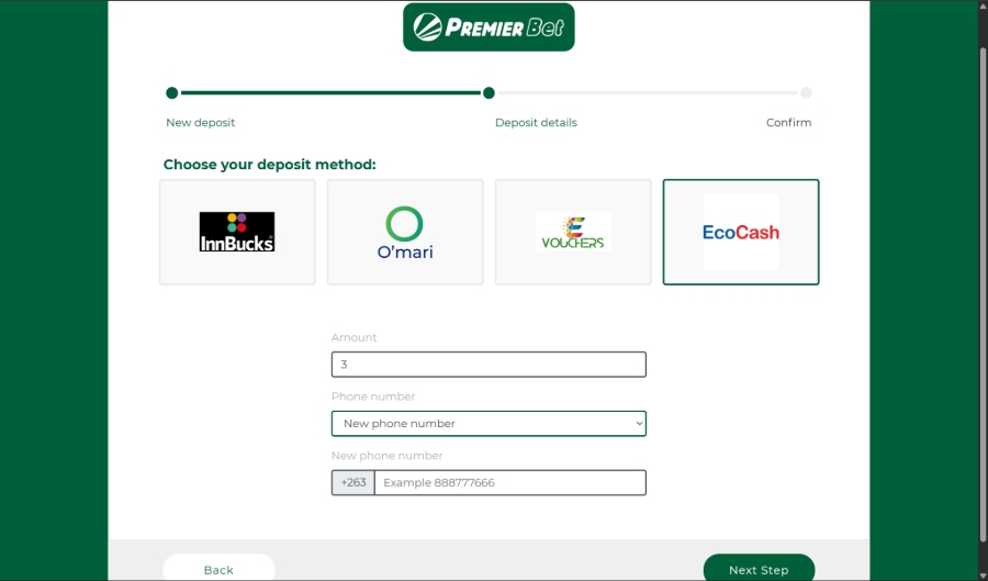 PremierBet Ecocash Deposit