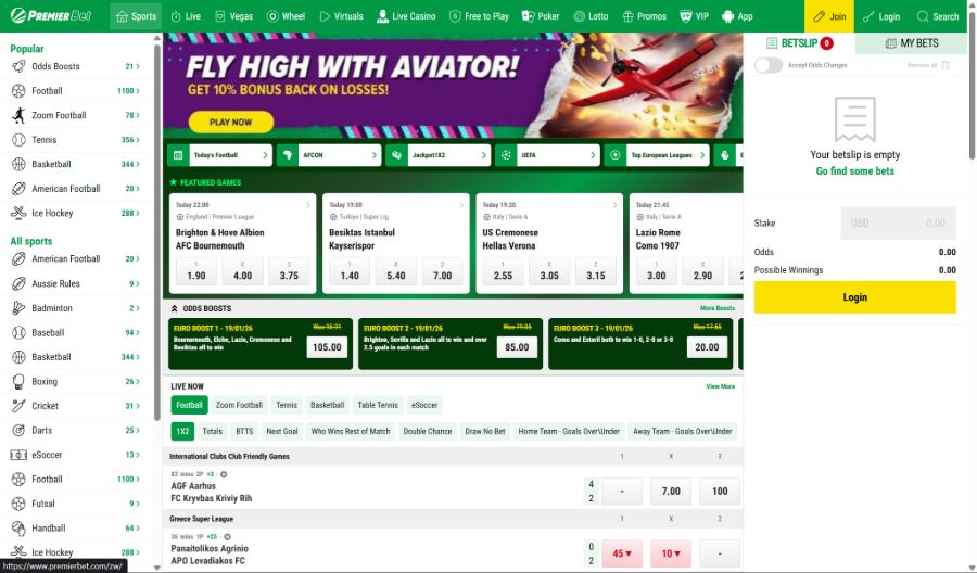 PremierBet ZW review