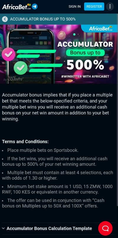 Acca Bonuses - AfricaBet