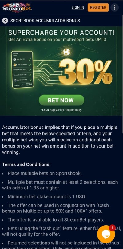 Acca Bonuses - Streambet