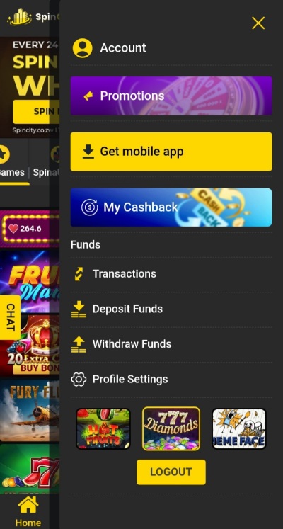 Spin City Ecocash Withdrawal Options