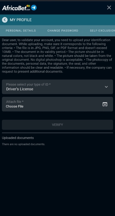 AfricaBet Verify Account ZW