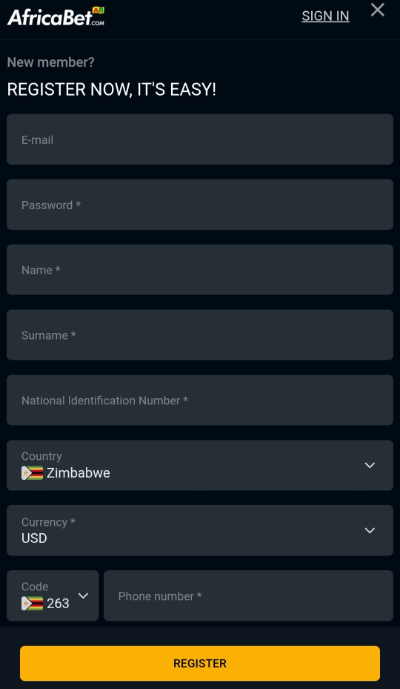 How to Register on AfricaBet in Zimbabwe