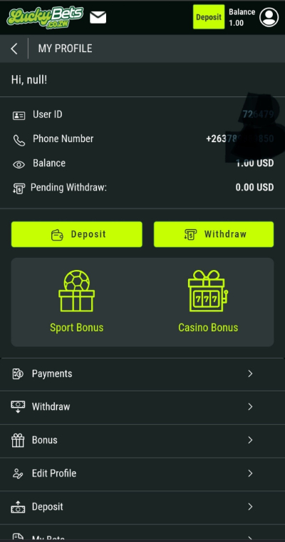 LuckyBet Ecocash Withdrawal