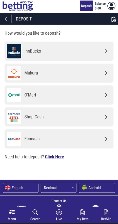 MWOS Deposit via Ecocash