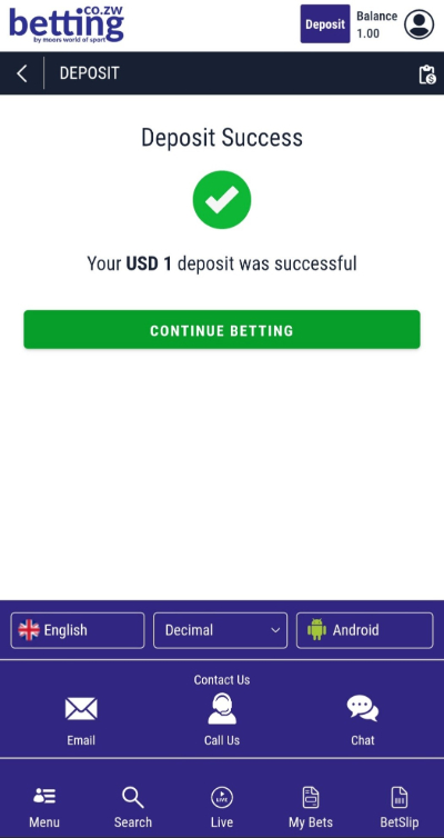 MWOS Ecocash Deposit Success